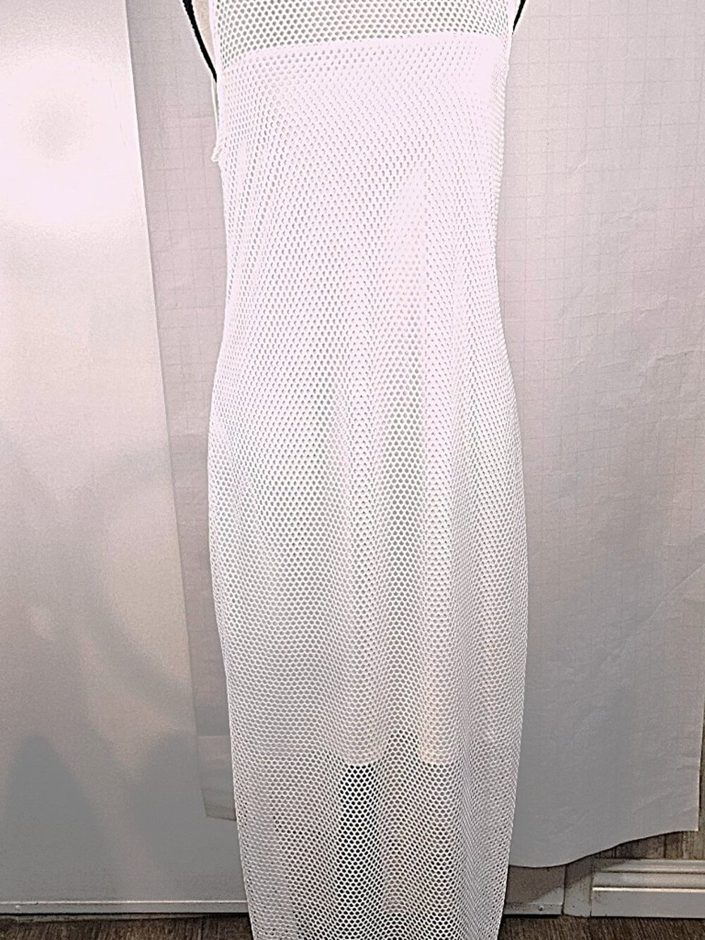 Barefoot Dreams Sleeveless Honeycomb Mesh Medium Overlay Midi Dress